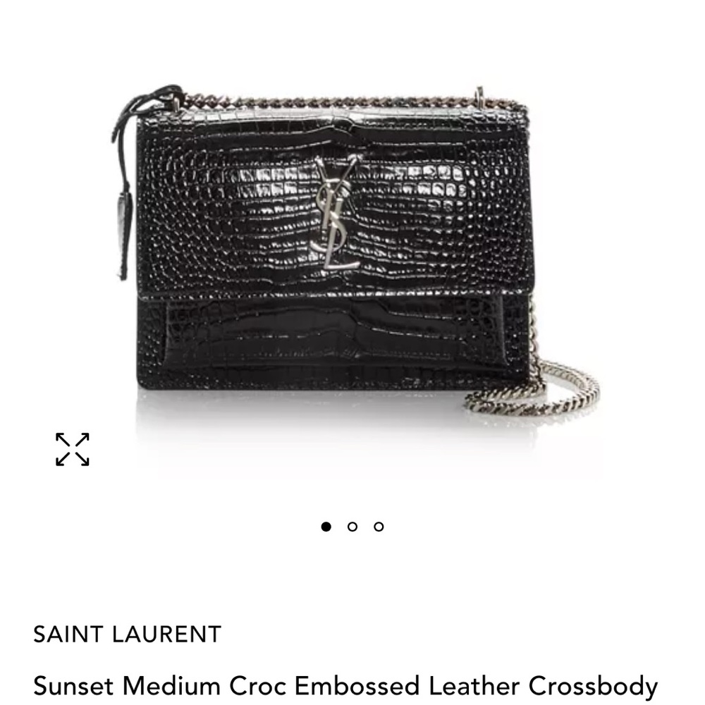 NWT YSL Sunset croc-embossed shoulder/crossbody bag.